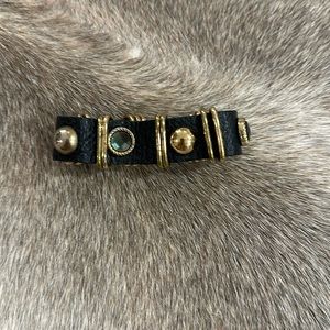 Leather crystal and studded bracelet